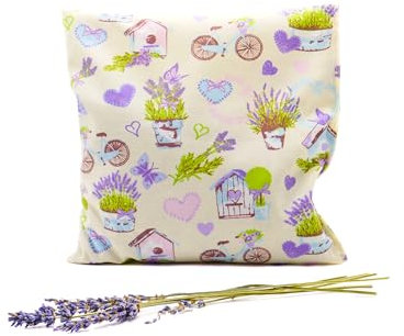 Lavendelkissen - Bunt mit Herz - Duftkissen handgenäht mit 85g Lavendelblüten aus der Provence - Lavendel Kissen