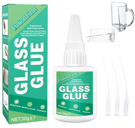 Colle pour verre transparente et étanche, à base d'acrylique, 30g - Fixez et collez vos objets en verre rapidement - Parfaite pour projets DIY, miroirs, vitres et cristaux
