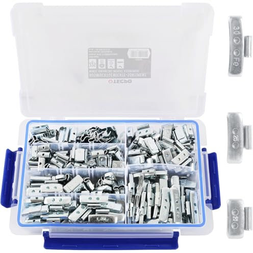 TECPO 225x Auswuchtgewichte Sortiment, 5-30g Klebegewichte Wuchtgewichte Kleberiegel für Stahlfelgen