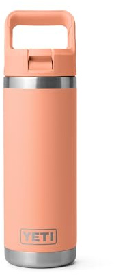 YETI Rambler 18 oz Bottle, Vacuum Insulated, Stainless Steel with Color Matching Straw Cap, Low Country Peach