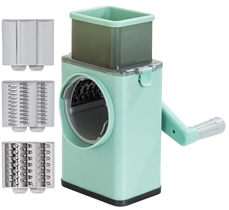 Affettatrice per verdure, grattugia rotativa per formaggio | Trituratore di formaggio portatile,6 taglierini intercambiabili Tritatutto manuale per verdure, affettatrice per patate