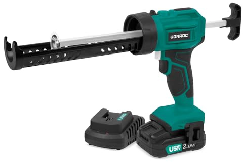 VONROC Batteripatronpress, patronpistol ny modell – 20 V – 4 stegs flöde, silikonpistol inklusive 2 timmars batteri och laddare