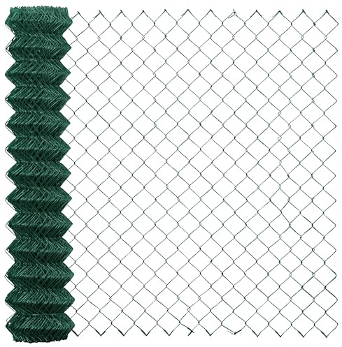 CAPHAUS Galvanized Steel 9 Gauge Green Vinyl Coated Chain Link Fencing Wire Roll, Galvanized Fence Fabric, Diamond Mesh Size 2-3/8 Inch (60 inch x 50ft.)