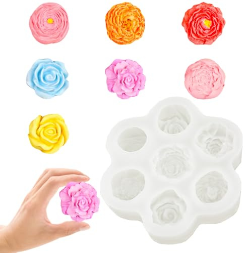 Stampo in silicone a forma di fiori in silicone per candele, rose, garofano, peonia, stampi in silicone 3D per candele, sapone, cioccolato, aromaterapia, per fai da te fatto a mano