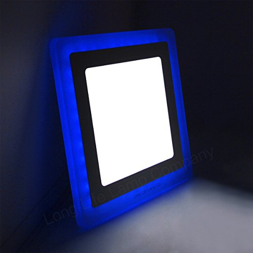 12w Square Recessed LED Ceiling Panel Light Dual Colour Cool White/Blue