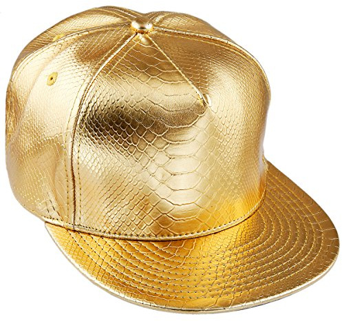 KYEYGWO PU Leather Gold Baseball Cap for Men Women, Unisex Hip Hop Hats