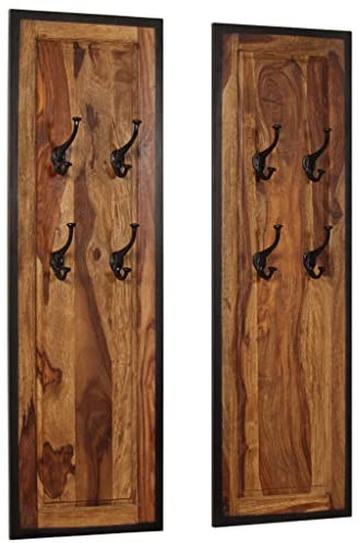 vidaXL Sheeshamholz Massiv 2X Wandgarderobe Garderobe Flurgarderobe Wandpaneel