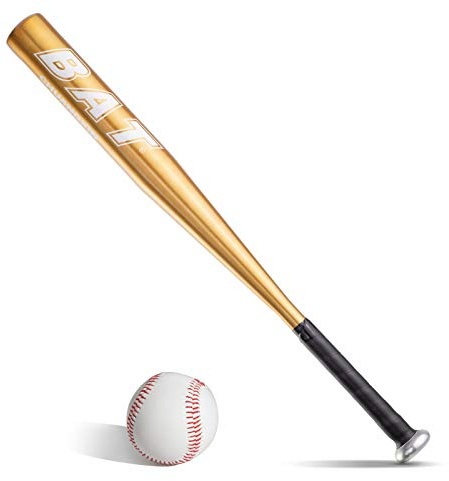 BigTree Baseball Bats Set Baseball Bat Stick Golden+Baseball Aluminum 25inch Baseball Bat and Ball Set Youth Adult Outdoor Training Practise Waterproof Anti Slip Handle Metal