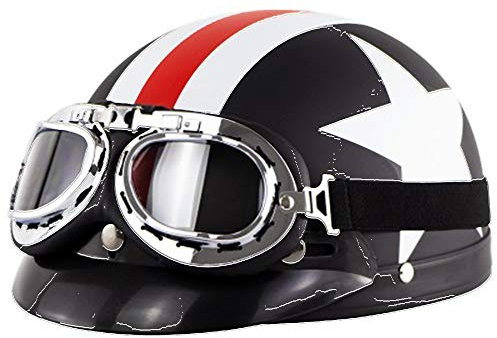ZLYJ Retro Casco de Moto, Casco Jet de Media Incluye Visera Extraíble, Concha de Motocicleta para Mujer y Hombre, Carcasa del Casco, Dot/ECE Homologado
