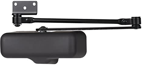 BRINKS Automatic Door Closer for Home, Light Duty Residential & Commercial, Auto Soft Close, 180-Degree Opening, Adjustable Speed, Black Finish Size 1