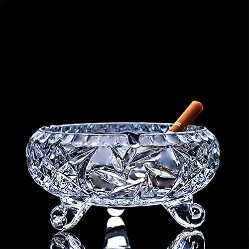 Kristall cigarr askfat, utomhus askfat set för gräs med 3 ben coola askfat för cigaretter rökare, glas litet askfat för hemmakontor inomhus dekoration (genomskinlig)