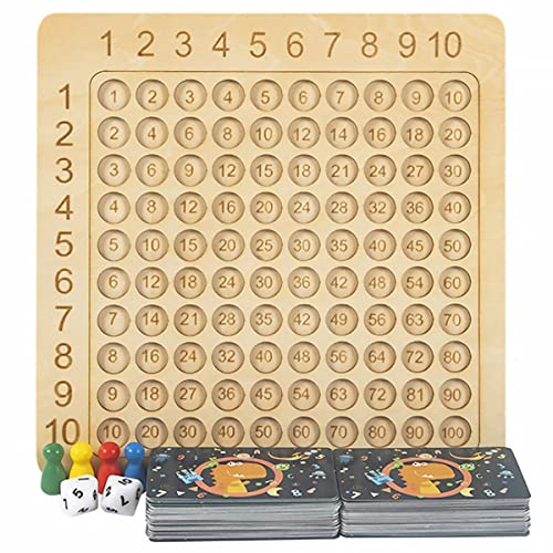 Wooden Montessori Multiplication Board Game Educational Multiplication Board Game Children Counting Toy Wooden Math Blocks Board for Toddlers Kids Over 3 Years Old