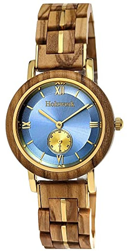 Holzwerk Germany Handgefertigte Designer Damen Uhr Öko Natur Holz Braun Blau Grün Rot Rosa Holz Armband Analog Klassisch Quarz-Uhr