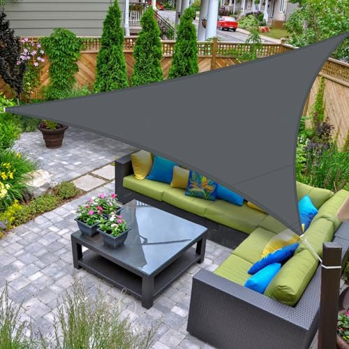 AXT SHADE Sonnensegel Wasserdicht Dreieckig 2,5x2,5x2,5m Wetterschutz Sonnenschutz PES Polyester mit UV Schutz für Terrasse Balkon Garten-Grau Anthrazit(Wir Machen Sondergrößen)