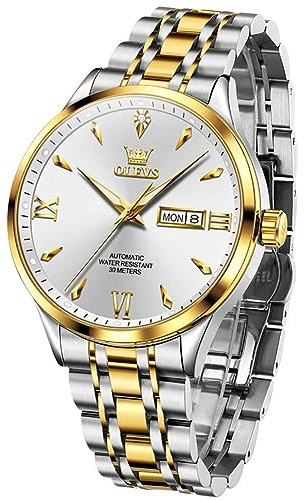 OLEVS Men's Watches Automatic Mechanical Black Watch with Skeletonised Tourbillon Calendar Waterproof Luminous Classic Luxury Wrist Watches for Men