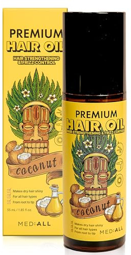 MED:-ALL MEDIALL Premium Hair Oil for Frizzy & Damaged Hair |Hair Regrowth Tonic | Hydrating & Moisturizing Hair Growth Serum w/Coconut, Argan, Avocado, Camellia Seed & Olive Oils (1.85 fl oz)