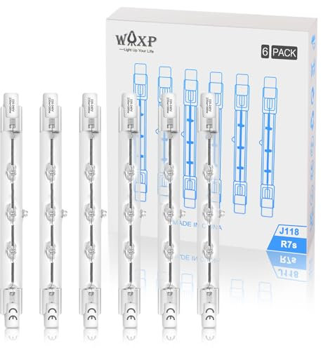 R7s Halogen Light Bulbs Dimmable, 118mm 230W Linear Bulbs for Lamps, 2700K Warm White J118 Security Light Bulb, Pack of 6