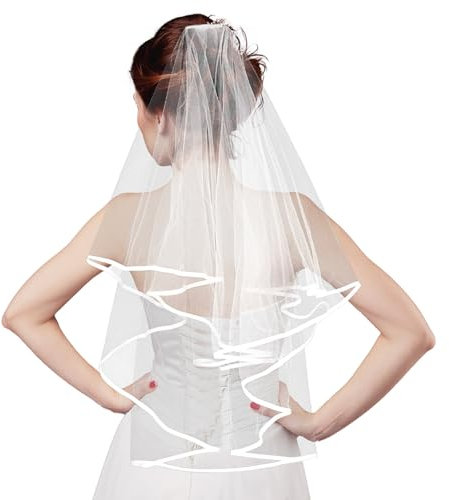 1 Stück brautschleier kurz Elegant Braut Brautschleier Schleier Kurz Bridal Tüll mit Kamm Bridal Hochzeit,Damen-Schleier Kurzer Brautschleier mit Kamm Schleier Braut für Frauen, Hochzeit, Brautparty