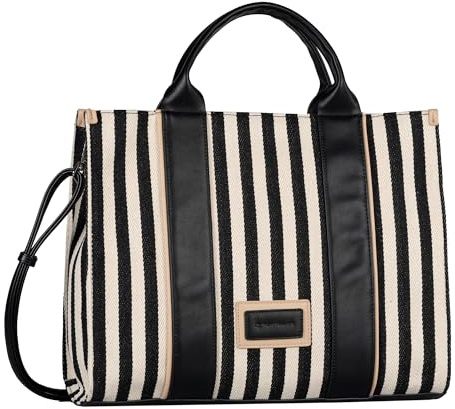 TOM TAILOR Malie Damen Shopper Umhängetasche Reißverschluss Groß Schwarz