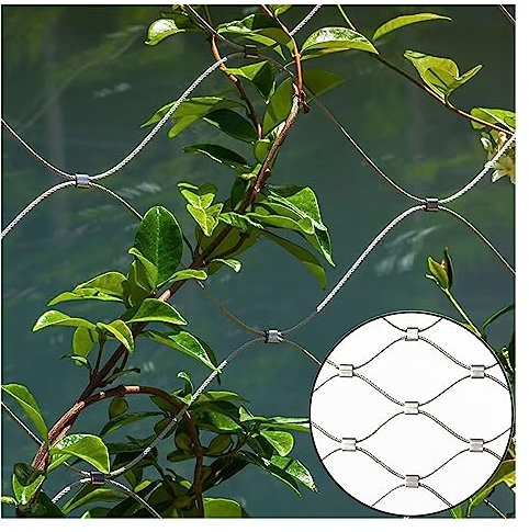 DTVEW 304 Edelstahl-Seilnetz, Flexibles Seil-Geländer-Netz, 1,5mm/2mm Pflanzen-Gartenarbeitsmasche, für Football Field Garden(12cm/2mm,0.8x2m)