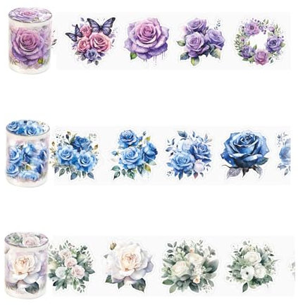 HNLMZ Washi Tape Set,3 Rollen Scrapbook Stickers,Blumen PET Washi Tape,PET Transparente Dekorative Aufkleber für Sammelalben, Tagebücher, Notizblöcke Verwendet und DIY-Fotoalben(K)