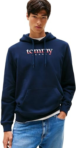 Tommy Jeans Uomo Felpa con Cappuccio Regular Fit, Blu (Dark Night Navy), XXL