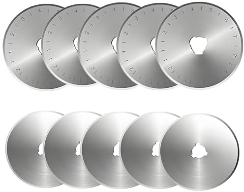 10 Pcs Rotary Cutter Blades 45mm, Fabric Cutter Wheel Rotary Blade with Box
