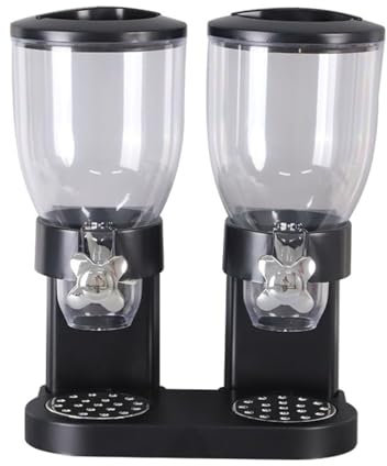 Distribuidores de cereales,Cornflakes Dispenser,Contenedores de cereales,Dispensador de cereales doble,Dispensador de cornflakes para desayuno,Desayuno,Herramientas de cocina (negro)