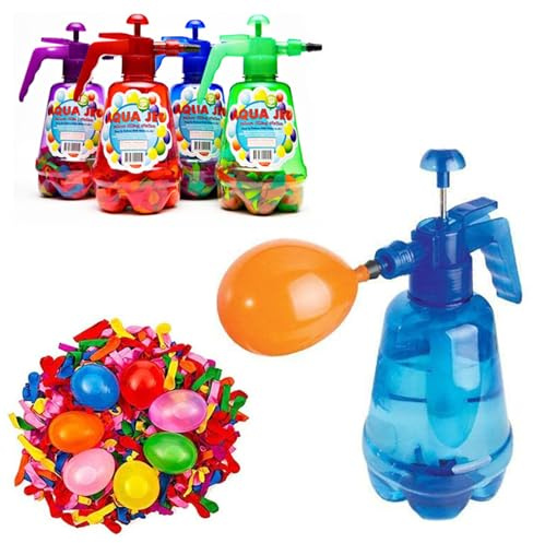 1 styck pump för vattenballong, 1,5 l vattenbomber påfyllningsflaska med 500 vattenbomber barn luftballongpumpset sommar utomhus vattenleksak återanvändbara vattenpumpar slumpmässig färg