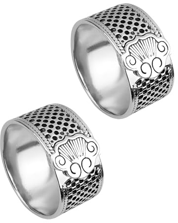 2 Pieces Adjustable Silver Cloud Design Sewing Thimble Rings, Metal Finger Guards, Adjustable Finger Protectors and Fingertip Thimbles, Suitable for Hand Sewing, Quilting and Embroidery