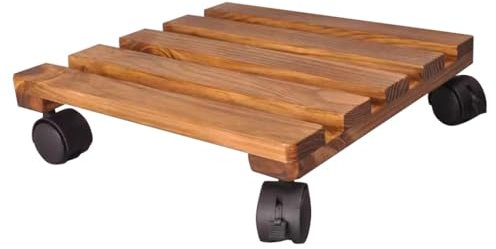 HNZHUXUE Carrello Portavasi con Ruote, Carrello Portafiori in Legno Massello, Portavasi da Giardino, Portavasi per Piante da Interno Ed Esterno, Carrello Portavasi con Ruote/Brown/13.8 * 13.8In