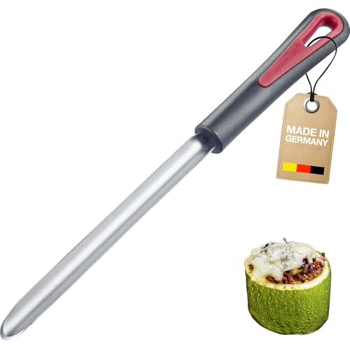 Westmark Svuota zucchine Gallant – Ideale per svuotare zucchine e altre verdure per ottenere ripieni deliziosi, comoda impugnatura morbida al tatto – Nero/Rosso/Argento