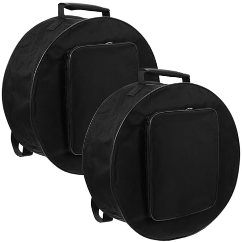 FRCOLOR 2pcs Heavy Duty Snare Drum Storage Bag for Shock-absorbing Padded Percussion Carry Case with Zippered Pocket Portable Backpack and Handheld Instrument Transport for Travel