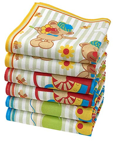 merrysquare - Kindertaschentücher - 100% Baumwolle - 6 Stücke - Ca. 27cm - Modell Teddy