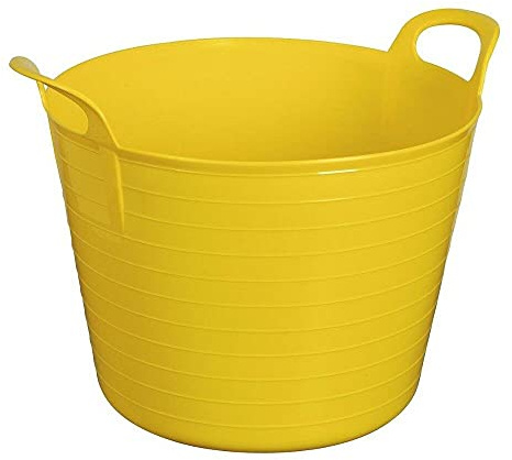 WHAM Strong Large Round Flexible Plastic Storage Tub Bucket Basket with Handles Litre - Yellow - Medium