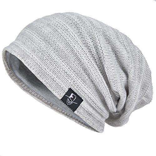 VECRY Hommes Bonnets Slouchy Knit Beanie Calotte Artistique Chapeaux (Pâle, Taille M)