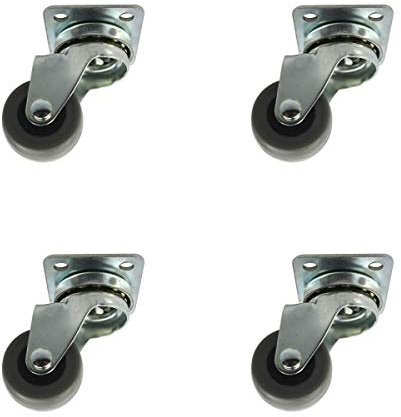 4er Set Hartgummirollen ø 30mm Möbeltransportrollen mit Anschraubplatte Metall