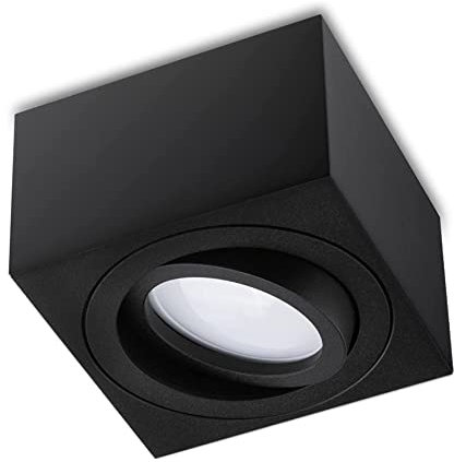 lambado® Flache LED Aufbauleuchte/Deckenstrahler Set inkl. 230V 5W Spots dimmbar - dezente Aufbaustrahler/Deckenspots (eckig, schwarz, schwenkbar)