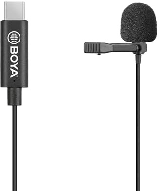 Walimex pro Boya M3 Ansteckmikrofon für USB C, leistungsstarkes Lavaliermikrofon 50 Hz-20 kHz, externes Mitkrofon mit USB-Adapterkabel, Lavalier-Mic für Video- und Audioanwendungen