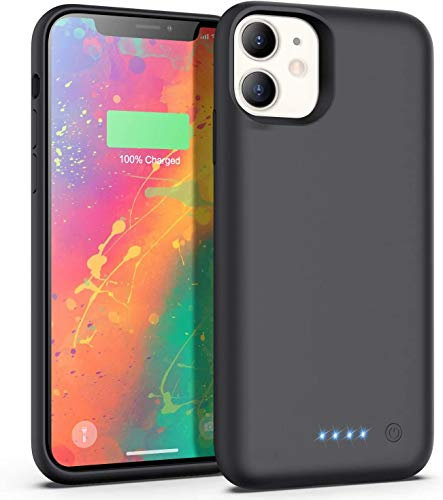 iPosible Akkuhülle für iPhone 11, 6800mAh Zusatzakku Ladehülle Handyhülle Akku Battery Case Powerbank Hülle für iPhone 11 [6,1 Zoll] Tragbare Akku Hülle Akku Case-Schwarz