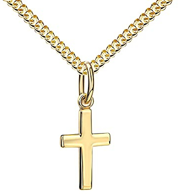 JEVELION Kreuz-Anhänger 585 Gold Gold-Kreuz für Damen, Herren und Kinder Ketten-Anhänger 14 Karat Mit Halskette - Kettenlänge 50 cm.