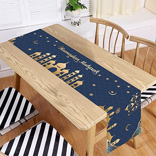 Ramadan Mubarak bordslöpare bordsdekorationer – Ramadan moskélykta islamisk glad Ramadan Mubarak 2025 festtillbehör, dekorationer, 35 x 180 cm