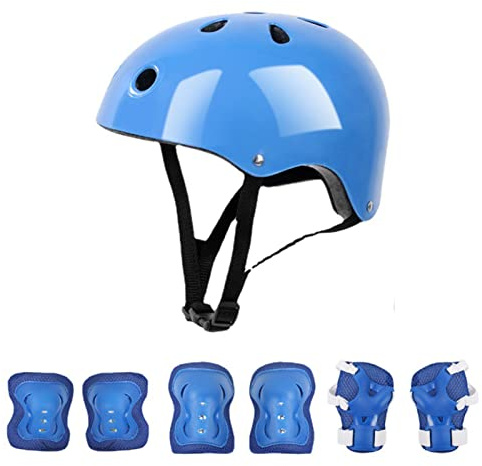 Juego de Equipo de Protección para Casco para Niños, Juego de Equipo de Protección para Casco de Patinaje para Niños Esponja Suave Espesada Carcasa de ABS Espuma EPS de Alta Densidad con Agujeros
