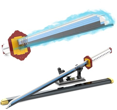 Tarcury Animesvärd Katana, modelleksak – Tomioka-svärd för cosplay, byggsats med skida och stativ – 695 delar, 99,7 cm – perfekt samlarobjekt, present för vuxna och barn