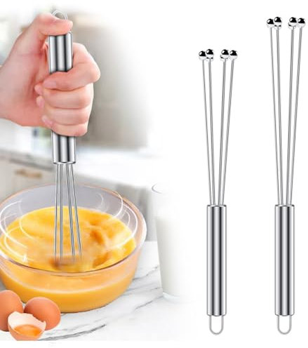 Gowkeey 2 pezzi Frusta a Sfera in Acciaio, Frusta in Acciaio Inox, Frusta da Cucina, Frusta da Cucina, Frusta da Cucina per Mescolare, Mescolare la Pastella, le Uova, la Schiuma, 25CM e 30CM