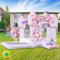 Bouncy Castle White with Slide Trampoline and Ball Pit, Inflatable Bounce House Indoor Outdoor with Air Blower for Kids Toddler Garden Park Backyard Party Wedding Birthday Gifts,320×280×210cm