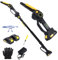 2 in 1 Akku Kettensäge & Akku Stangensäge, 21V 6 Zoll Mini Kettensäge mit Akku, 2 Akku und Ladegerät, Handkettensäge mit 4.9-7.5ft Astschere Teleskop für Gartenscheren Astschere Holzschneiden (21V)