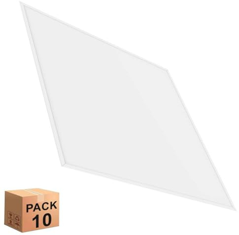 Pack x10 Panel LED 60x60 cm 40W, Driver Philips CertaDrive, 4000 lúmenes, Paneles LED Bajo Consumo y Gran Luminosidad, No Flick, Caja 10 unidades para Falso Techo, Marco Blanco (Luz Blanca (5700K))