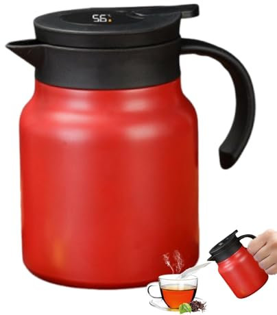 Caraffa per liquidi caldi, caraffa per caffè | Grande caraffa termica da 1 l | Caraffa per acqua calda, caraffa per caffè sottovuoto, macchina da caffè con schermo di temperatura intelligente per