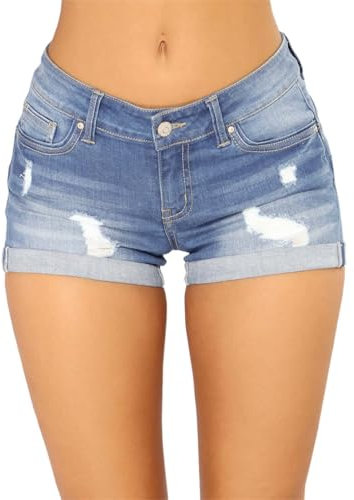 Jeans Shorts Damen Kurz Sexy - Low Waist Stretch Kurze Hose Sommer Zerrissen Push Up Leggings Ripped Loch Hotpants Skinny Y2k Boyfriend Jeanshorts Denim Kurze Jeans Sommershorts mit Taschen